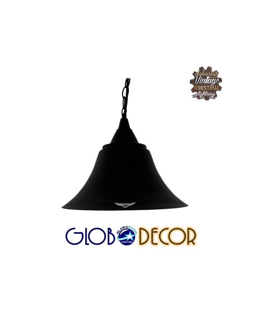 GLOBOSTAR® CLOCHER 01041 Vintage Κρεμαστό Φωτιστικό Οροφής με Ντουί 1 x E27 AC 220-240V IP20 - Μαύρο - Μ29 x Π29 x Υ34cm